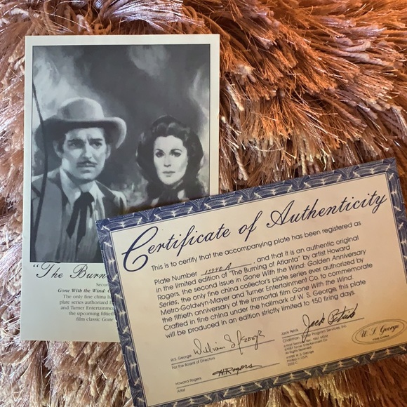 Gone With the Wind “Burning of Atlanta” Golden Anniversary Collector’s Plate - Picture 3 of 4